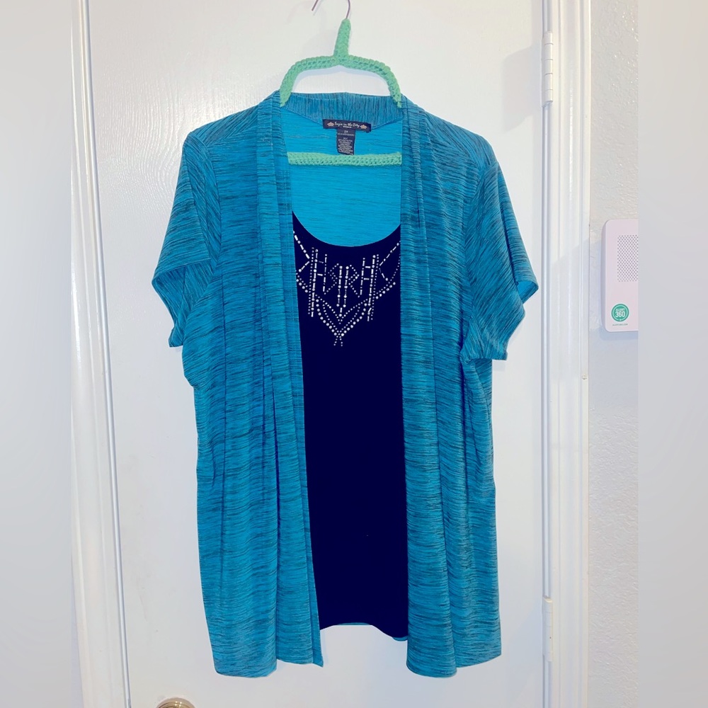 Women’s mock, cardigan shirt